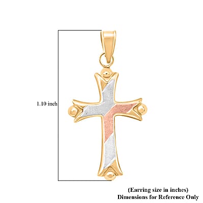 14K Tri-Color Gold Cross Pendant 0.28 Grams