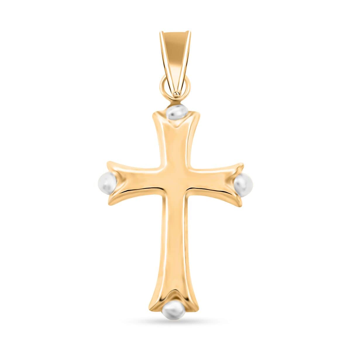 14K Yellow and White Gold Cross Pendant 0.31 Grams image number 0