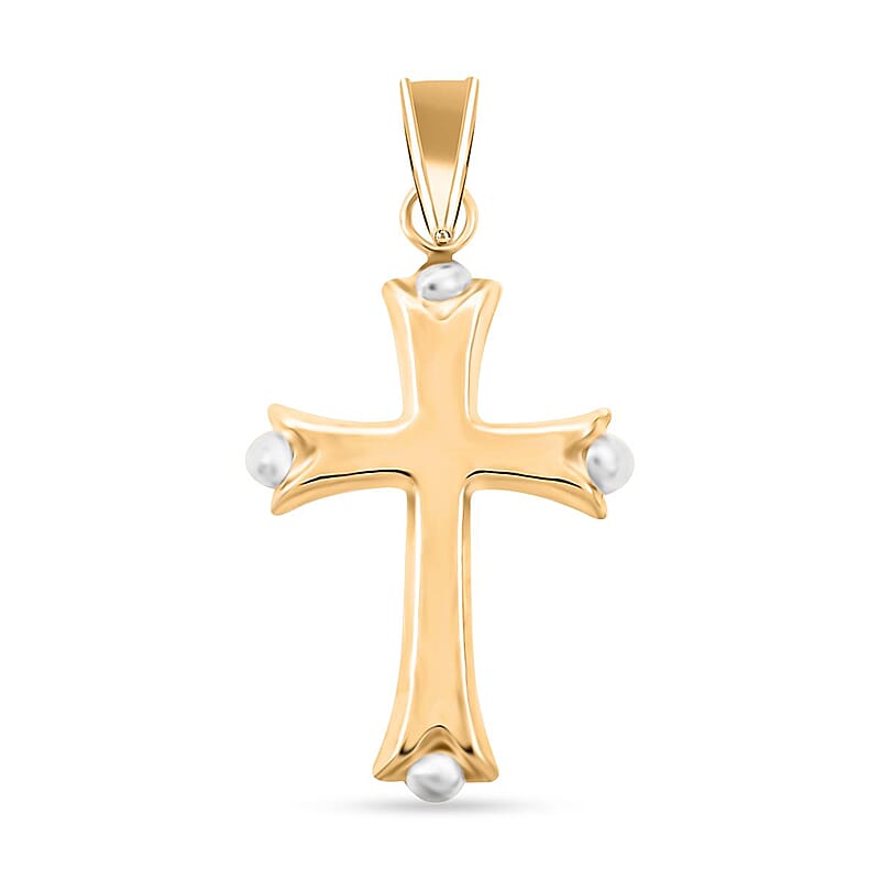 14K Yellow and White Gold Cross Pendant 0.31 Grams