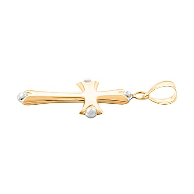 14K Yellow and White Gold Cross Pendant 0.31 Grams
