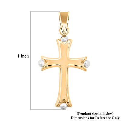 14K Yellow and White Gold Cross Pendant 0.31 Grams