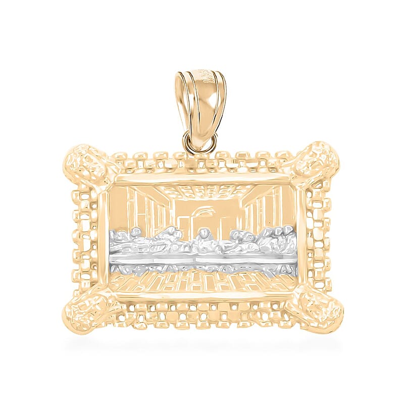 Made in America 10K Yellow and White Gold Last Supper Pendant 2.70 Grams
