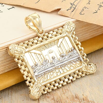 Made in America 10K Yellow and White Gold Last Supper Pendant 2.70 Grams