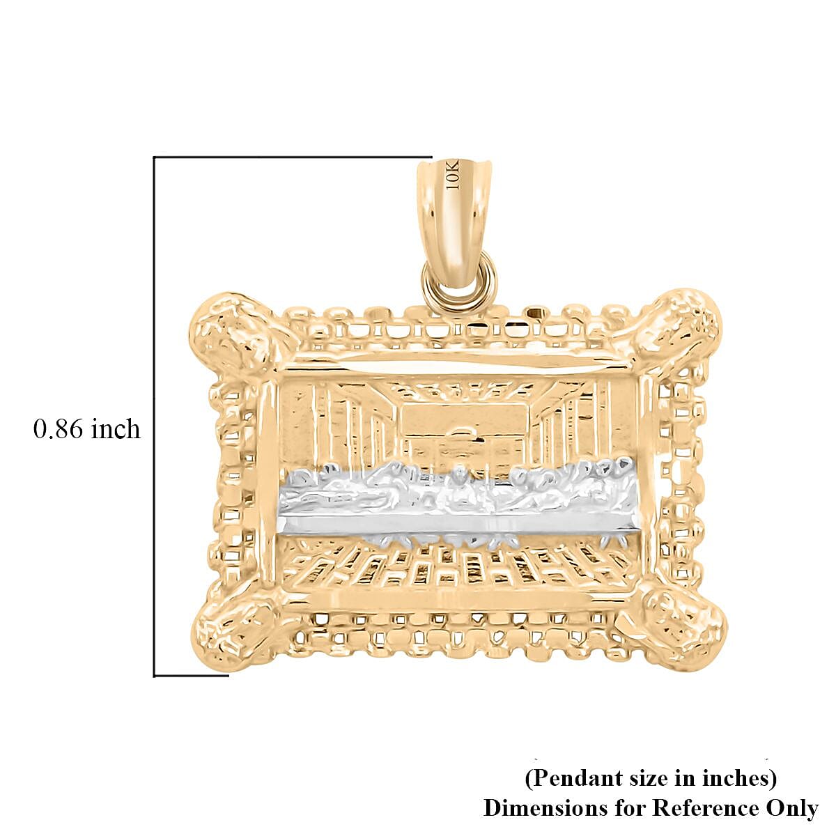 Made in America 10K Yellow and White Gold Last Supper Pendant without Chain 1.70 Grams