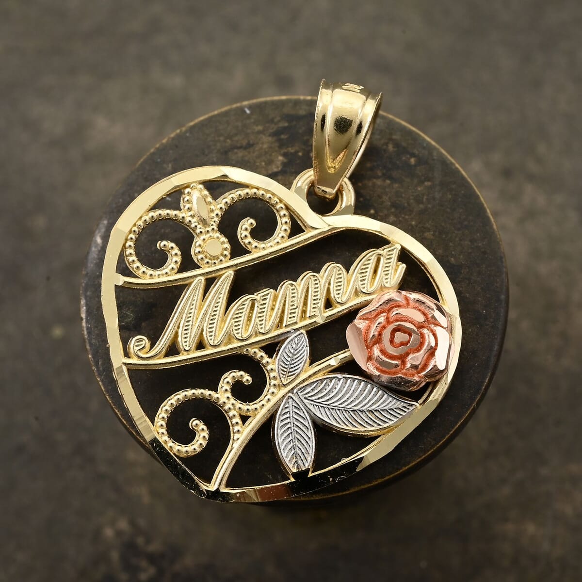 Made in America 10K Yellow, White and Rose Gold Mothers Day Pendant 0.90 Grams image number 1