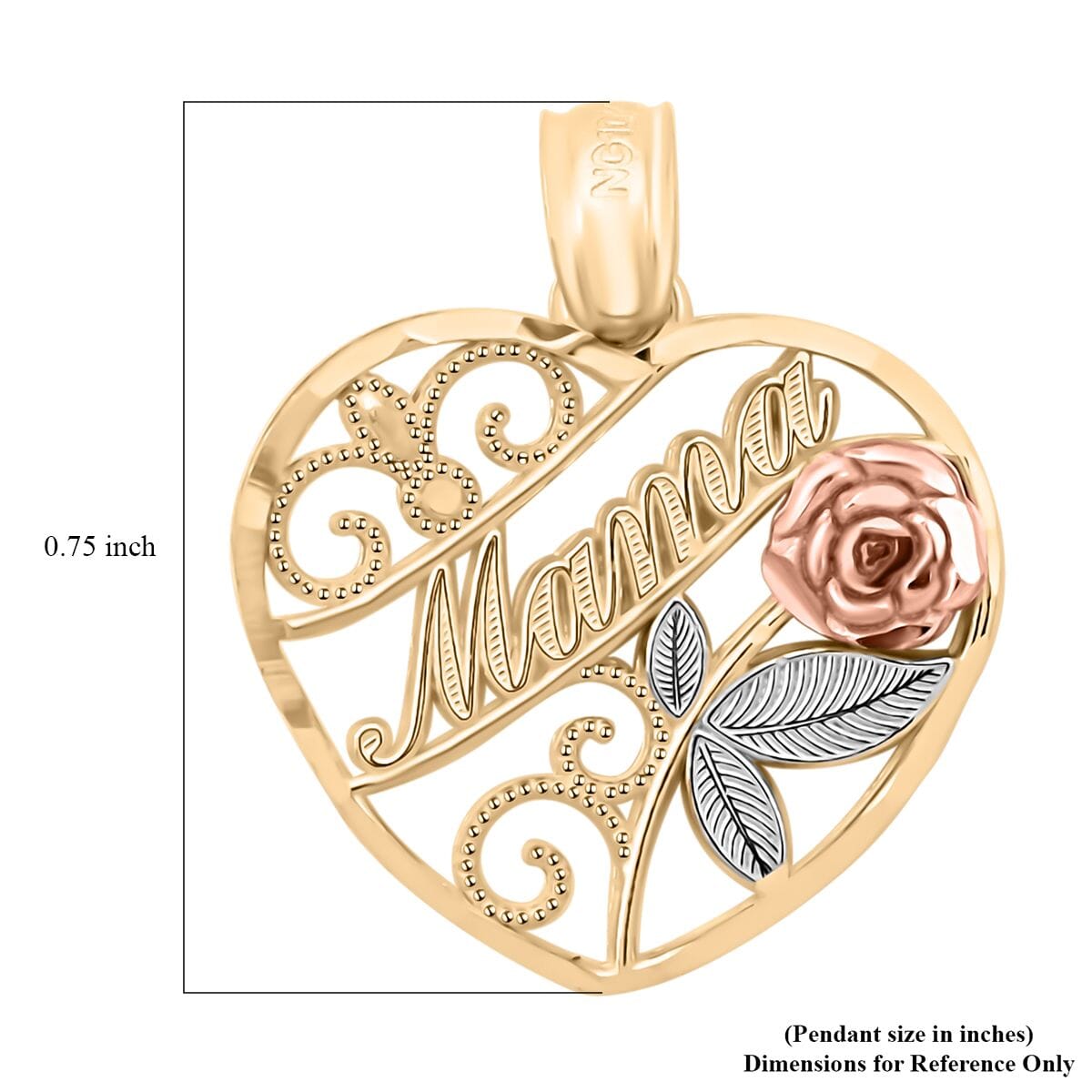 Made in America 10K Yellow, White and Rose Gold Mothers Day Pendant without Chain 0.90 Grams image number 4