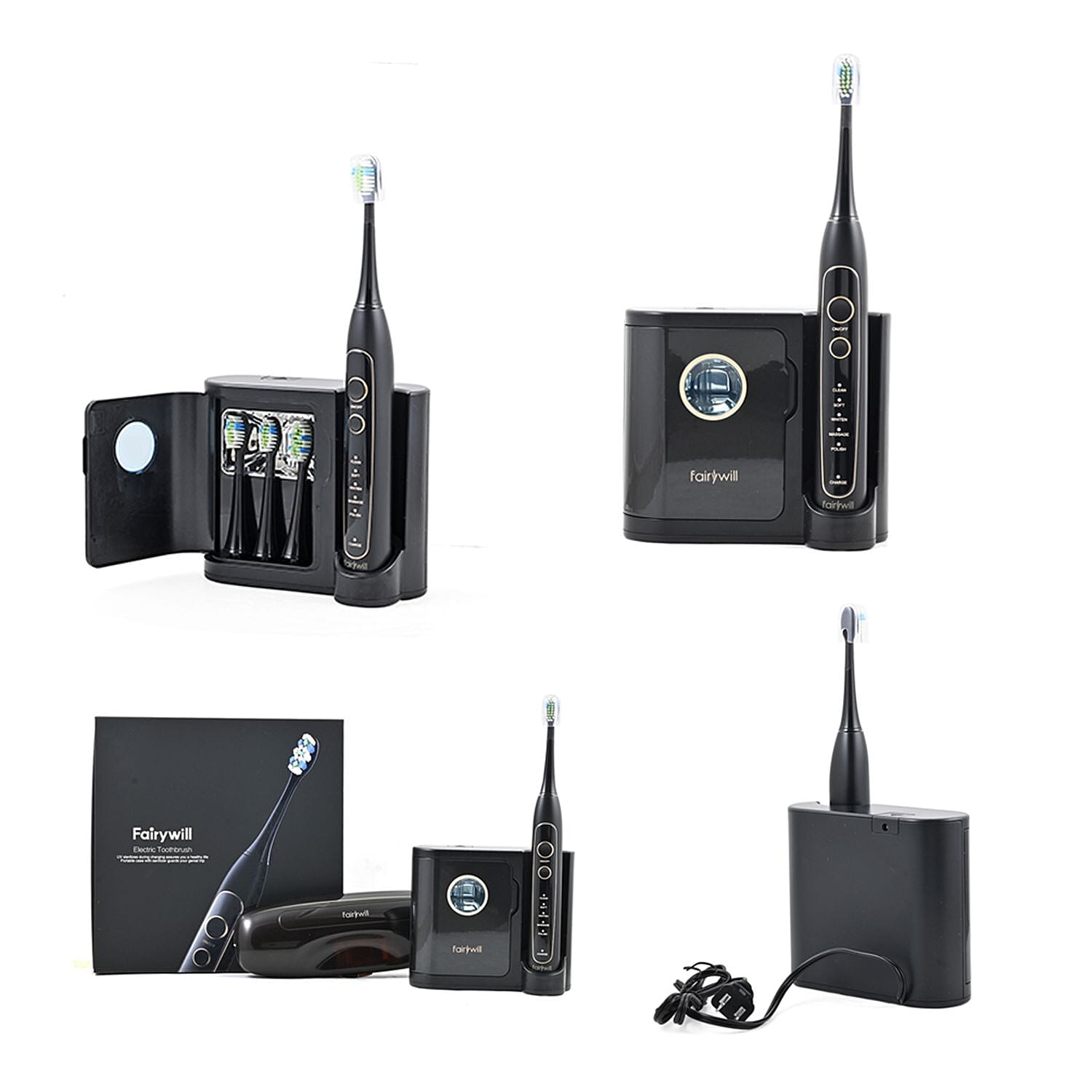 Electric Toothbrush Care Combo with 8 Replaceable Brush Heads (Rechargeable 500mAh Battery)