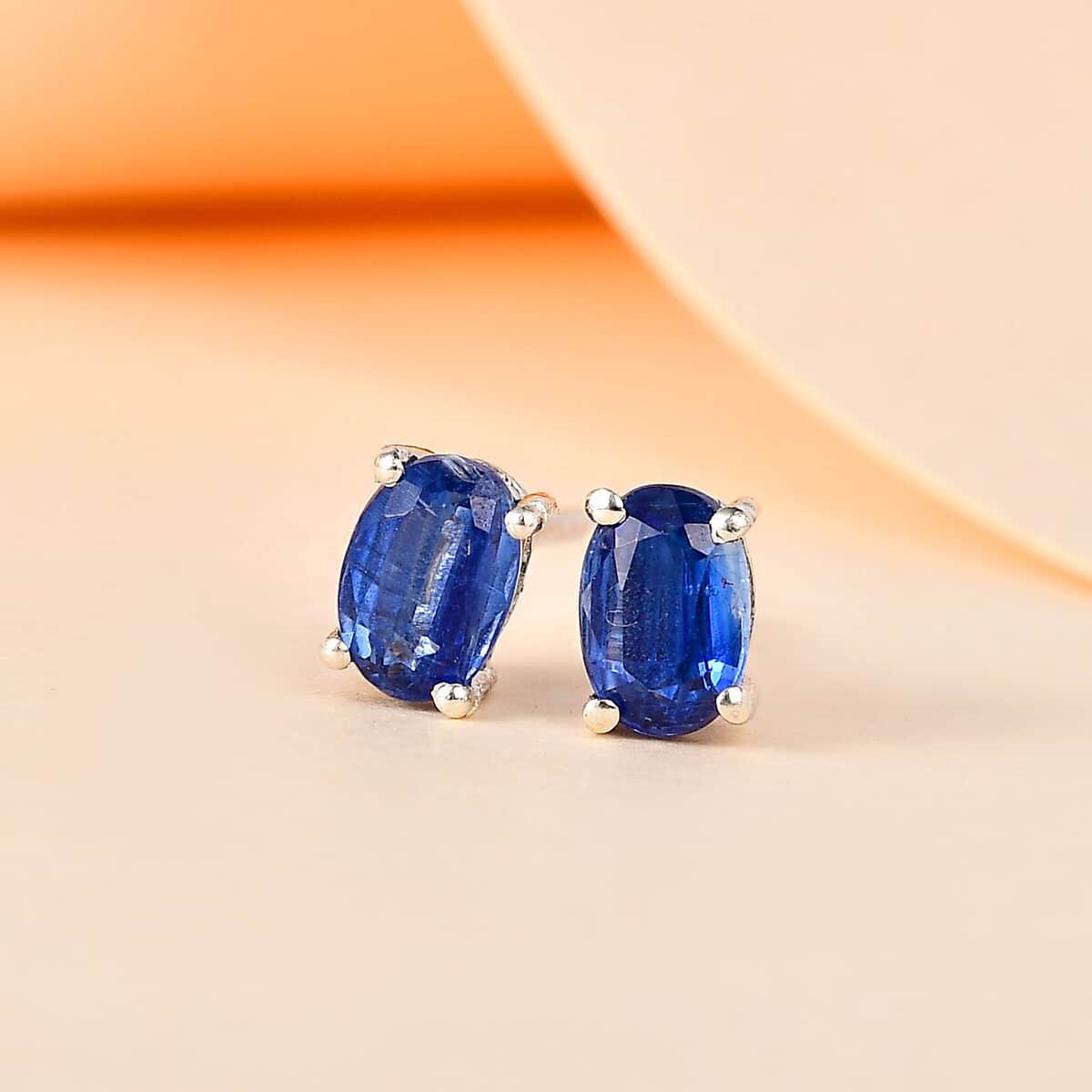 Kashmir Kyanite Solitaire Stud Earrings in Platinum Over Sterling Silver 1.25 ctw image number 1