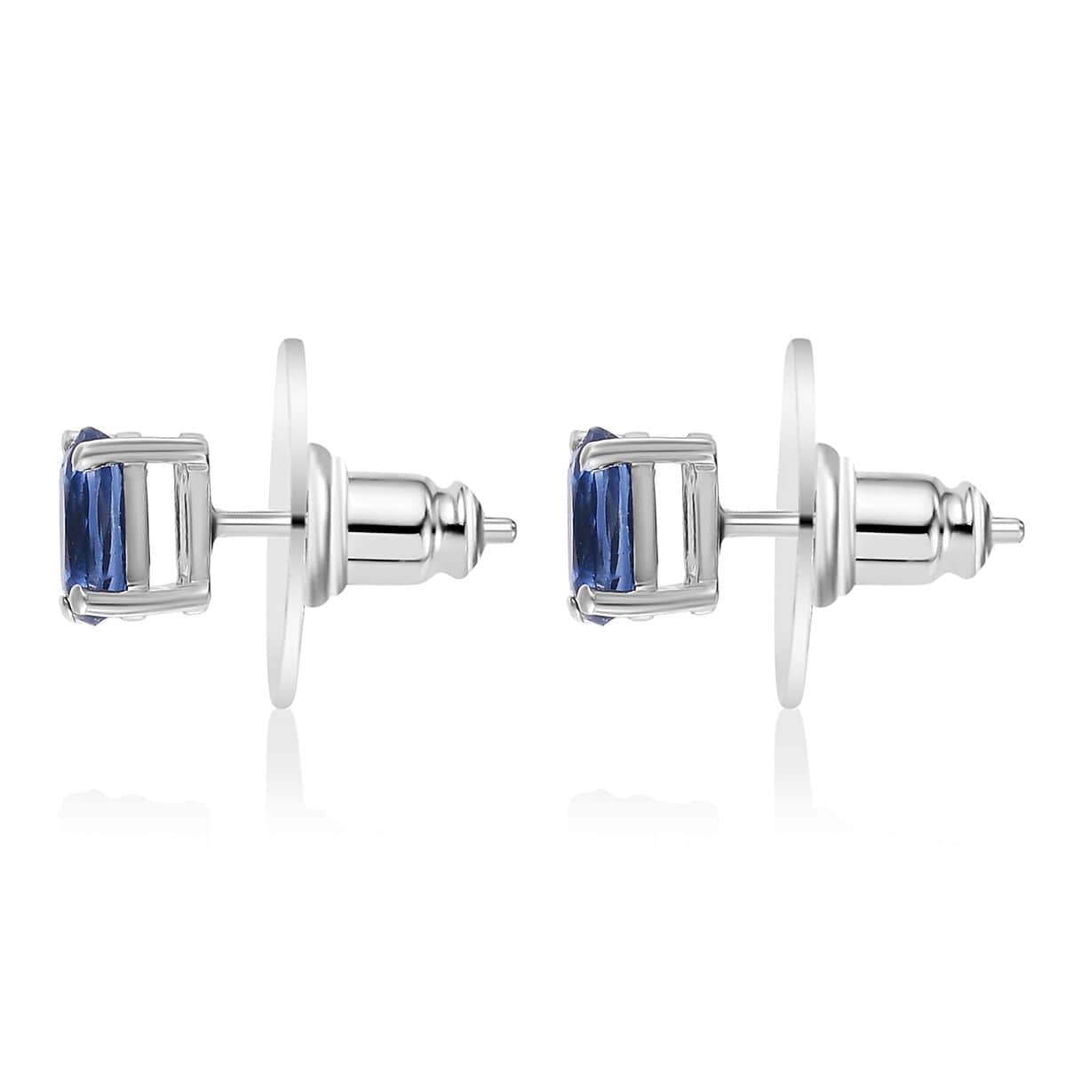 Kashmir Kyanite Solitaire Stud Earrings in Platinum Over Sterling Silver 1.25 ctw image number 3