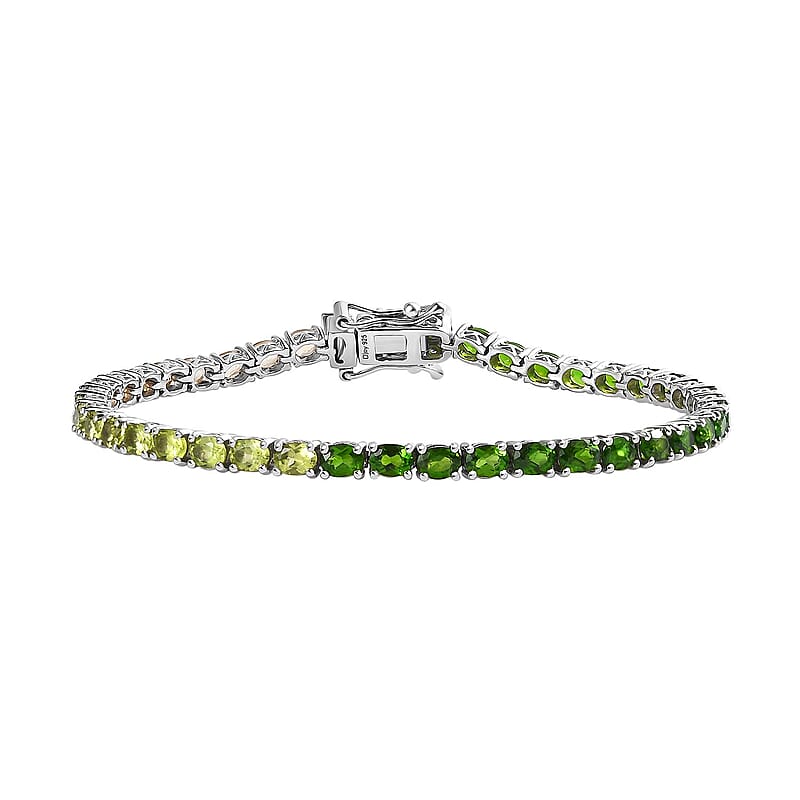 D'Joy Multi Gemstone Tennis Bracelet in Platinum Over Sterling Silver (7.25 In) 7.60 ctw