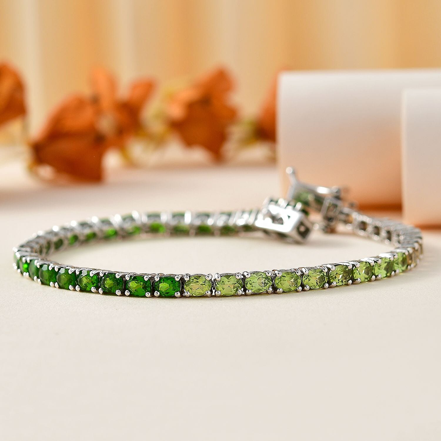 D'Joy Multi Gemstone Tennis Bracelet in Platinum Over Sterling Silver (7.25 In) 7.60 ctw