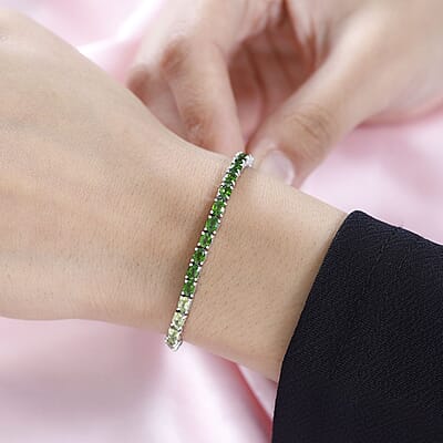 D'Joy Multi Gemstone Tennis Bracelet in Platinum Over Sterling Silver (7.25 In) 7.60 ctw