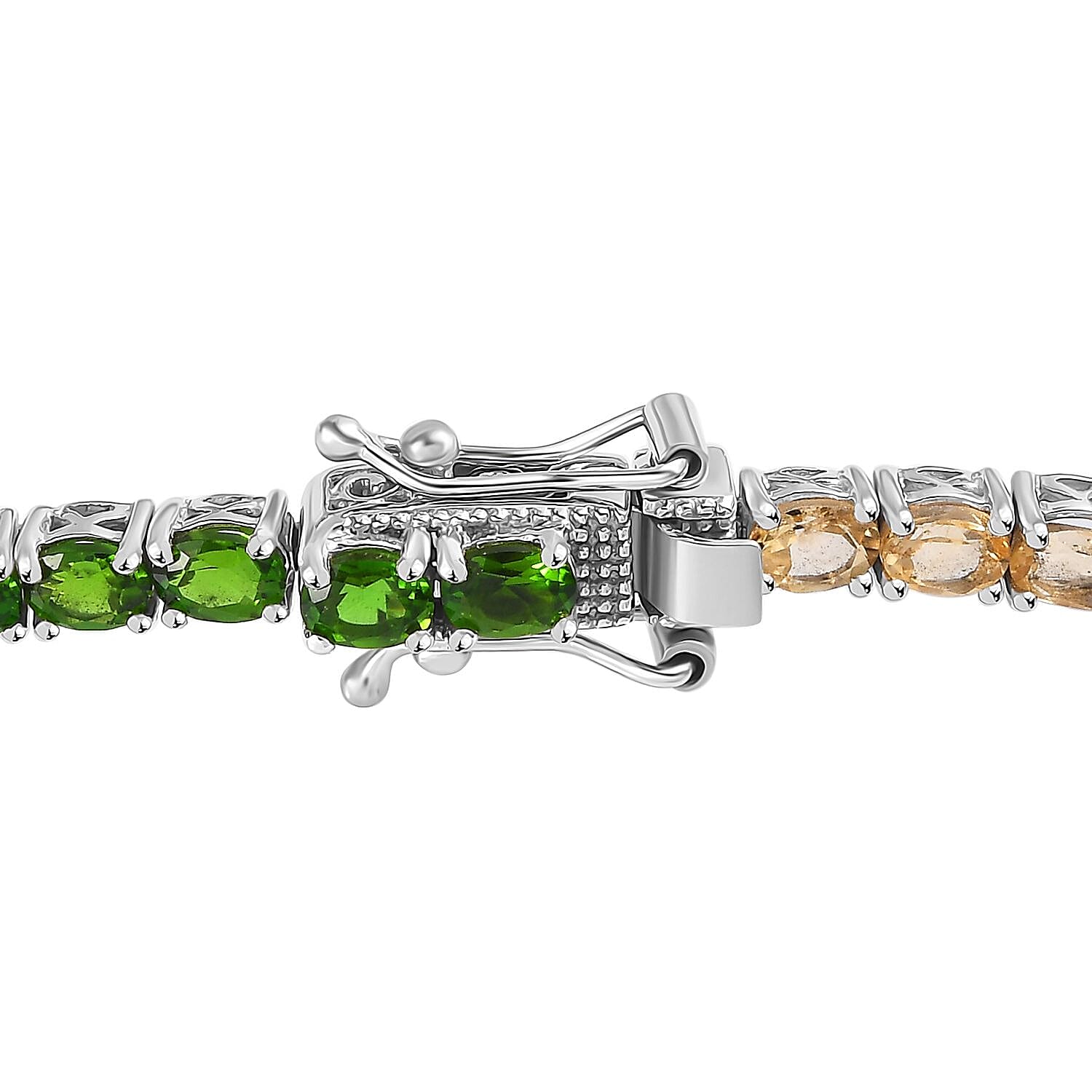 D'Joy Multi Gemstone Tennis Bracelet in Platinum Over Sterling Silver (7.25 In) 7.60 ctw