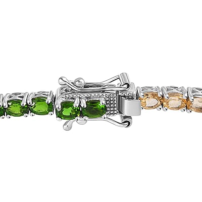 D'Joy Multi Gemstone Tennis Bracelet in Platinum Over Sterling Silver (7.25 In) 7.60 ctw