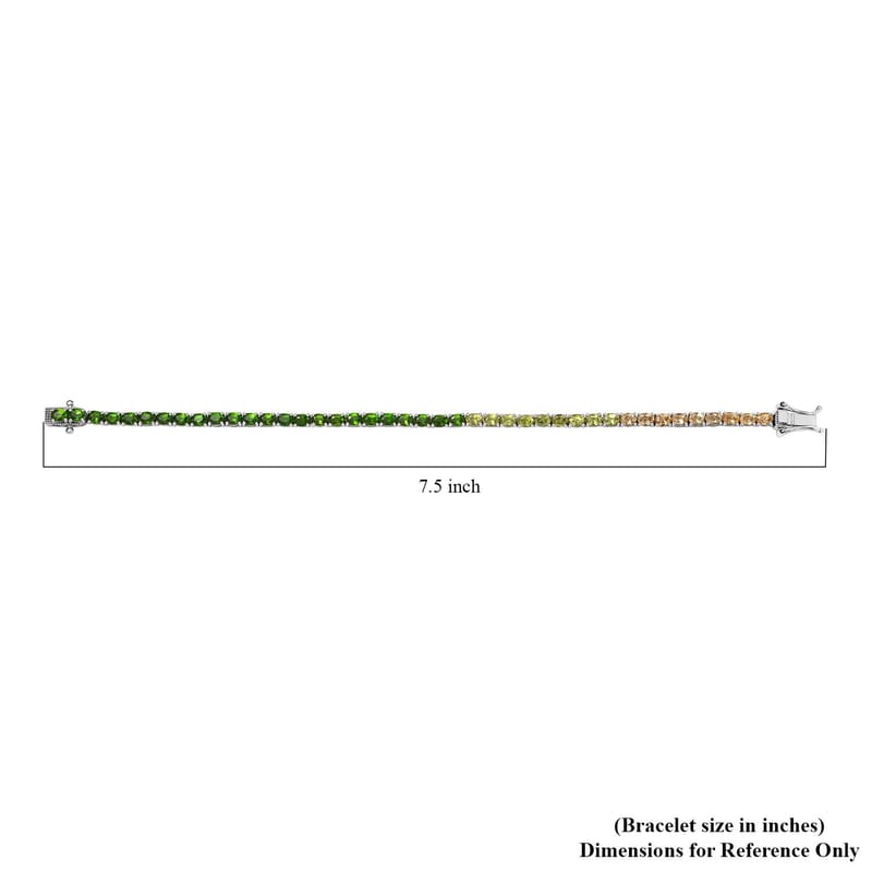 D'Joy Multi Gemstone Tennis Bracelet in Platinum Over Sterling Silver (7.25 In) 7.60 ctw