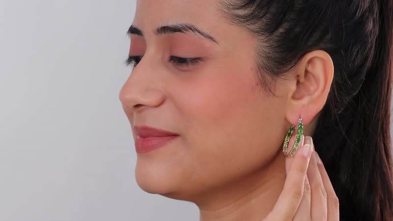 Multi Gemstone Inside Out Hoop Earrings in Platinum Over Sterling Silver 4.35 ctw