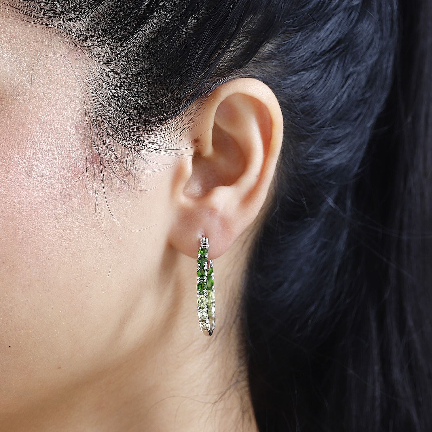 Multi Gemstone Inside Out Hoop Earrings in Platinum Over Sterling Silver 4.35 ctw