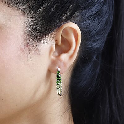 Multi Gemstone Inside Out Hoop Earrings in Platinum Over Sterling Silver 4.35 ctw