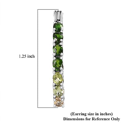 Multi Gemstone Inside Out Hoop Earrings in Platinum Over Sterling Silver 4.35 ctw
