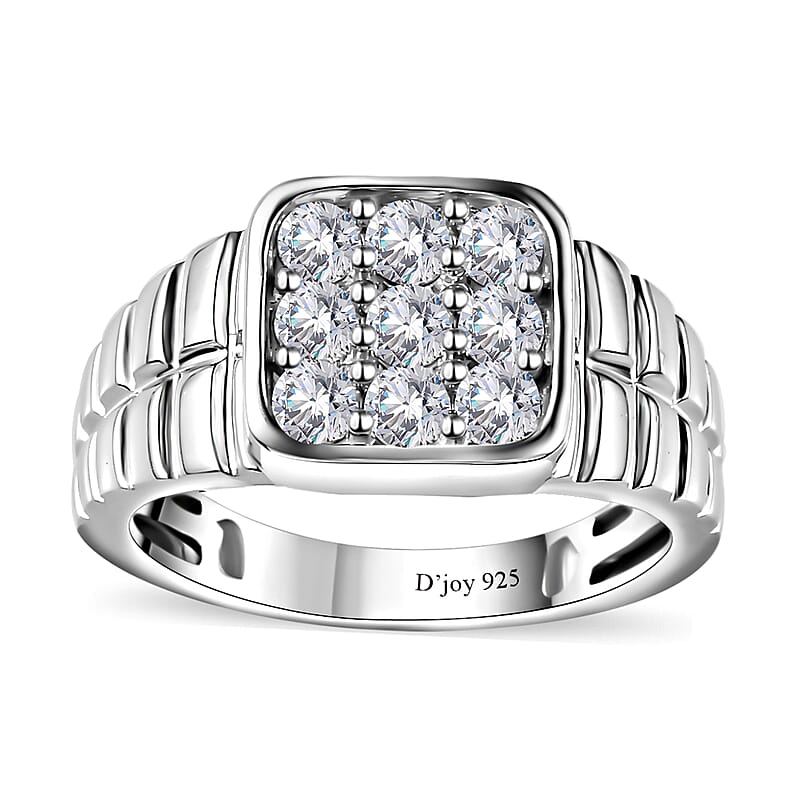 Moissanite Men's Ring in Platinum Over Sterling Silver (Size 10.0) 1.00 ctw