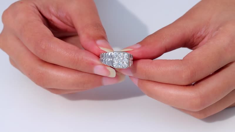 Moissanite Men's Ring in Platinum Over Sterling Silver (Size 10.0) 1.00 ctw