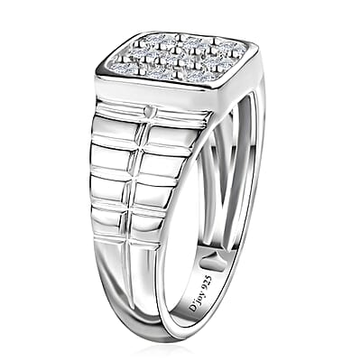 Moissanite Men's Ring in Platinum Over Sterling Silver (Size 10.0) 1.00 ctw