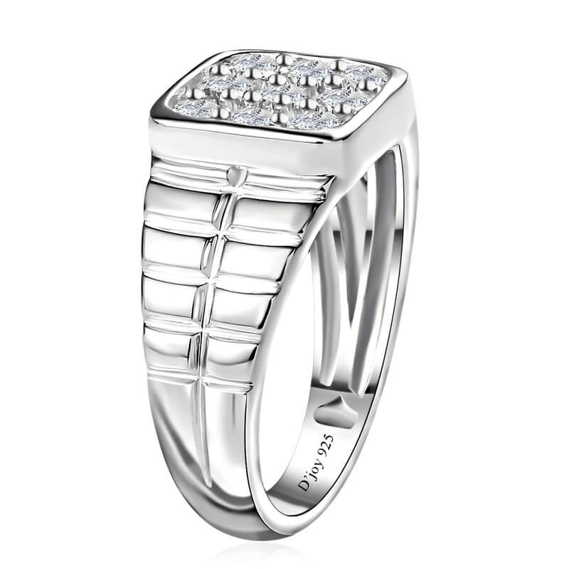 Moissanite Men's Ring in Platinum Over Sterling Silver (Size 10.0) 1.00 ctw