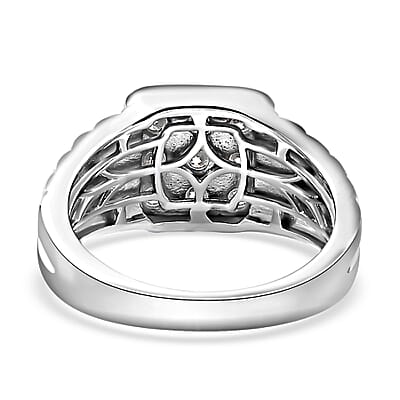 Moissanite Men's Ring in Platinum Over Sterling Silver (Size 10.0) 1.00 ctw