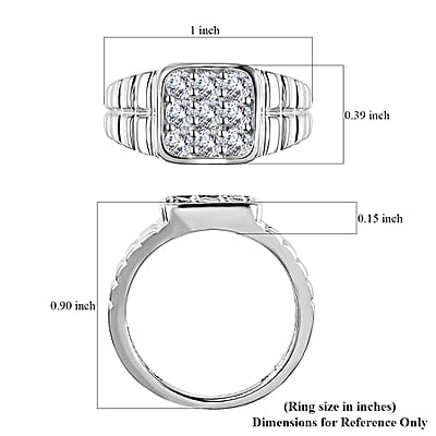 Moissanite Men's Ring in Platinum Over Sterling Silver (Size 10.0) 1.00 ctw