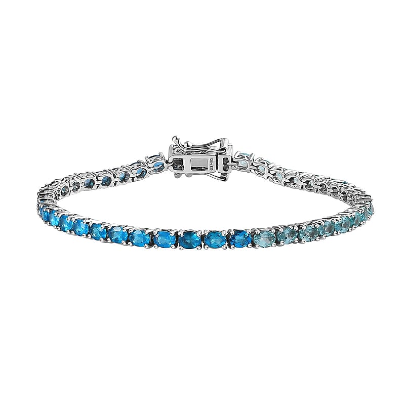 Multi Gemstone Tennis Bracelet in Platinum Over Sterling Silver (7.25 In) 8.35 ctw