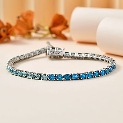 Multi Gemstone Tennis Bracelet in Platinum Over Sterling Silver (7.25 In) 8.35 ctw