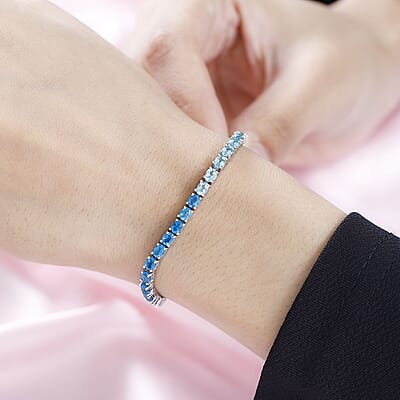 Multi Gemstone Tennis Bracelet in Platinum Over Sterling Silver (7.25 In) 8.35 ctw