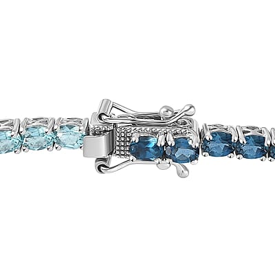 Multi Gemstone Tennis Bracelet in Platinum Over Sterling Silver (7.25 In) 8.35 ctw