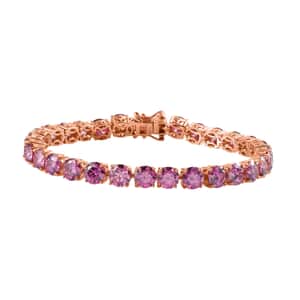 Pink Moissanite Tennis Bracelet in Vermeil Rose Gold Over Sterling Silver (7.25 In) 24.50 ctw