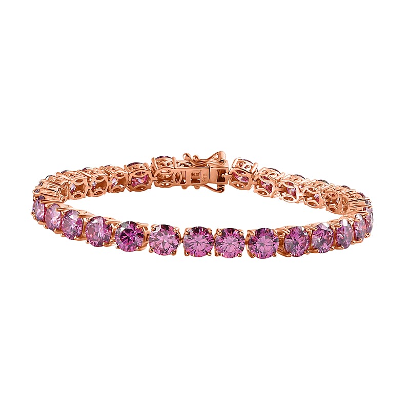 Pink Moissanite Tennis Bracelet in Vermeil Rose Gold Over Sterling Silver (7.25 In) 24.50 ctw