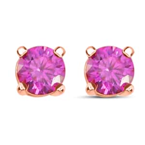 Pink Moissanite Stud Earrings in Vermeil Rose Gold Over Sterling Silver 1.50 ctw