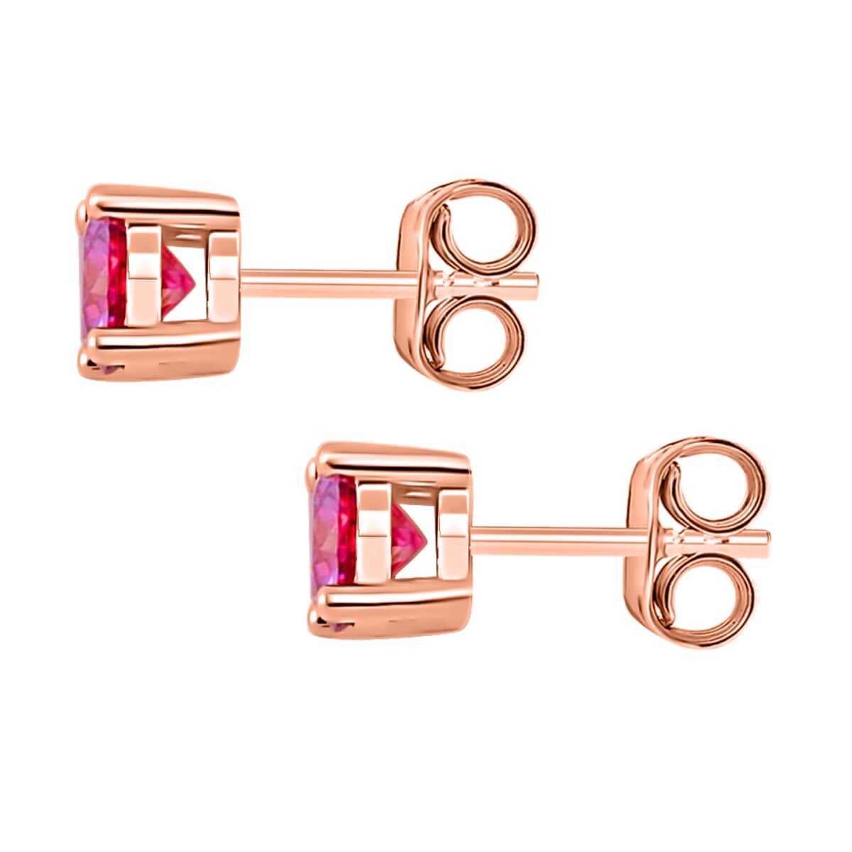 Pink Moissanite Stud Earrings in Vermeil Rose Gold Over Sterling Silver 1.50 ctw image number 3