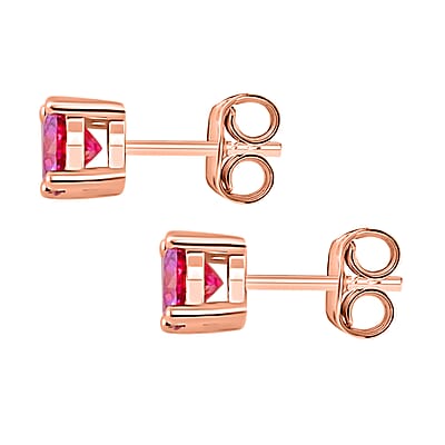 Pink Moissanite Stud Earrings in Vermeil Rose Gold Over Sterling Silver 1.50 ctw