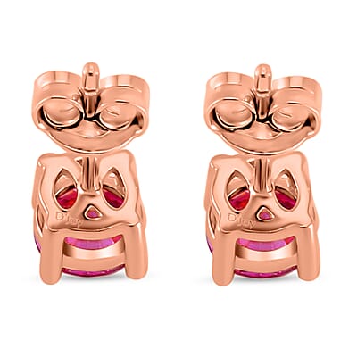 Pink Moissanite Stud Earrings in Vermeil Rose Gold Over Sterling Silver 1.50 ctw
