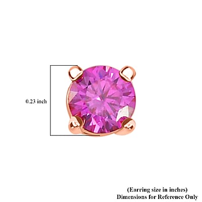 Pink Moissanite Stud Earrings in Vermeil Rose Gold Over Sterling Silver 1.50 ctw