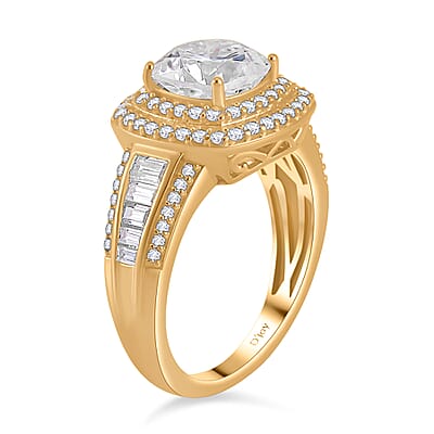 Moissanite Double Halo Ring in Vermeil Yellow Gold Over Sterling Silver (Size 10.0) 3.60 ctw