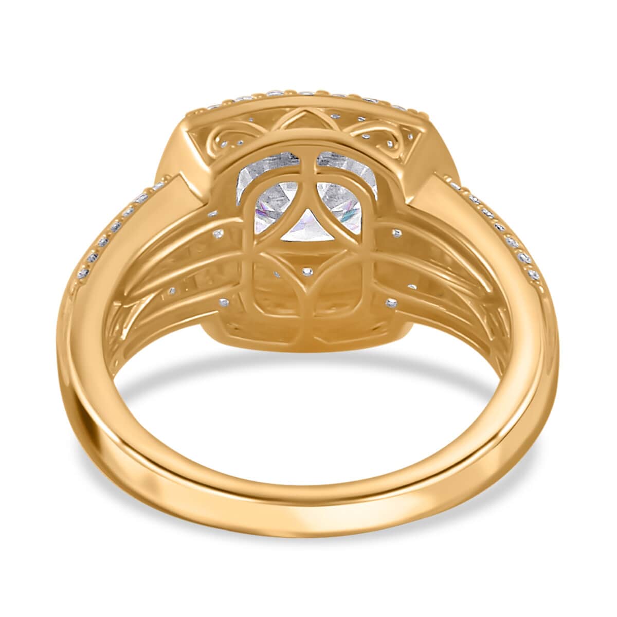 Moissanite Double Halo Ring in Vermeil Yellow Gold Over Sterling Silver (Size 10.0) 3.60 ctw image number 4