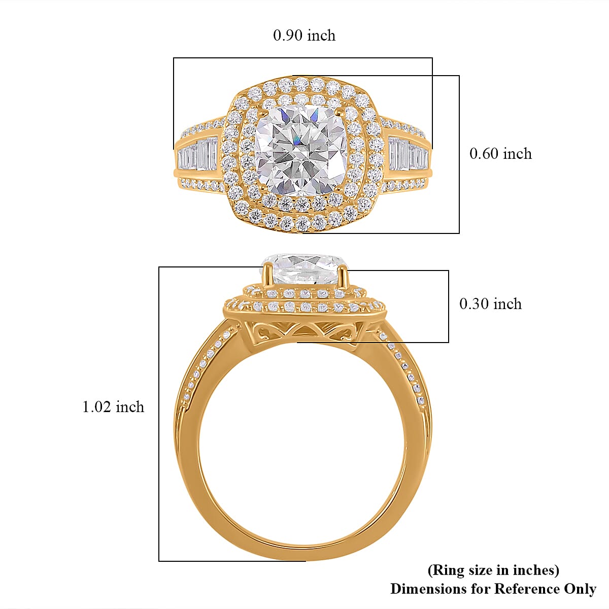 Moissanite Double Halo Ring in Vermeil Yellow Gold Over Sterling Silver (Size 10.0) 3.60 ctw