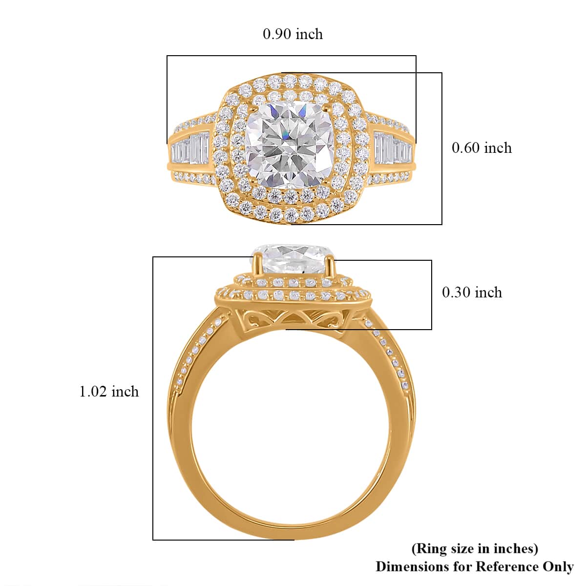 Moissanite Double Halo Ring in Vermeil Yellow Gold Over Sterling Silver (Size 10.0) 3.60 ctw image number 5
