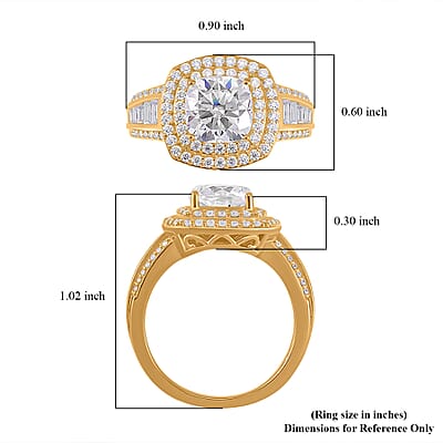 Moissanite Double Halo Ring in Vermeil Yellow Gold Over Sterling Silver (Size 10.0) 3.60 ctw