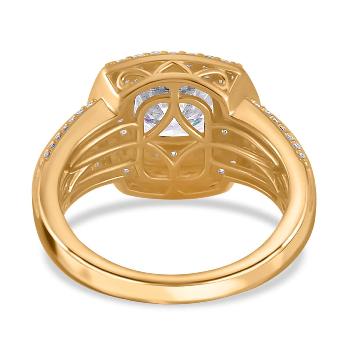 Moissanite Double Halo Ring in Vermeil Yellow Gold Over Sterling Silver (Size 7.0) 3.60 ctw image number 4