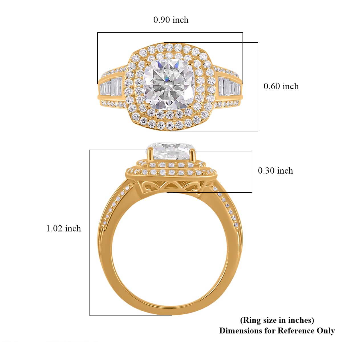 Moissanite Double Halo Ring in Vermeil Yellow Gold Over Sterling Silver (Size 7.0) 3.60 ctw image number 5