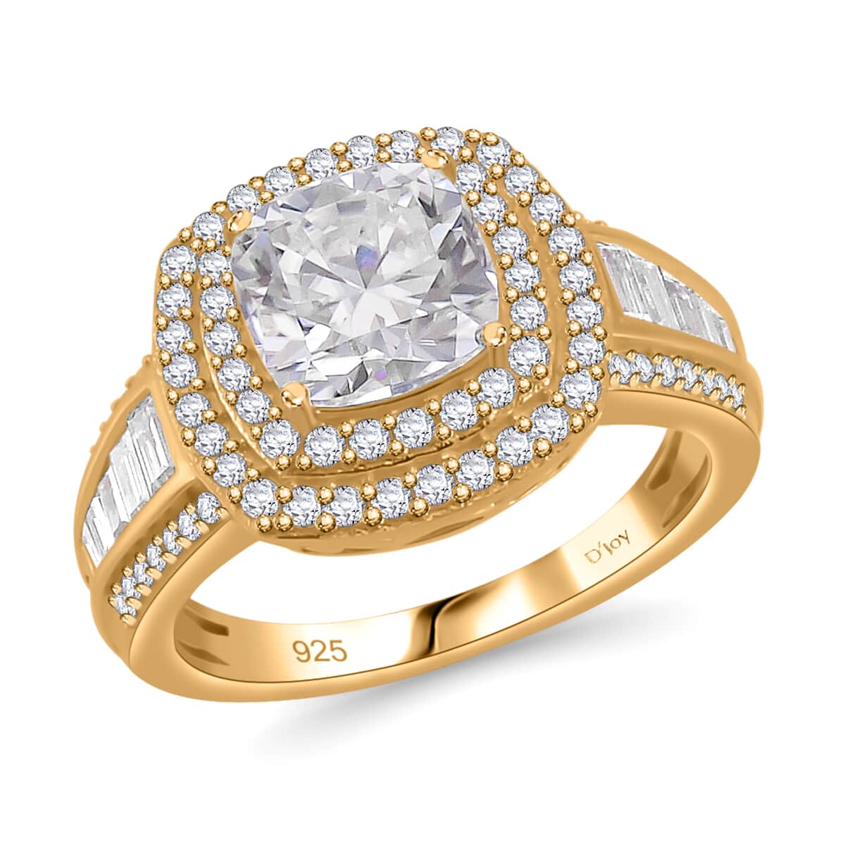 Moissanite Double Halo Ring in Vermeil Yellow Gold Over Sterling Silver (Size 9.0) 3.60 ctw image number 0