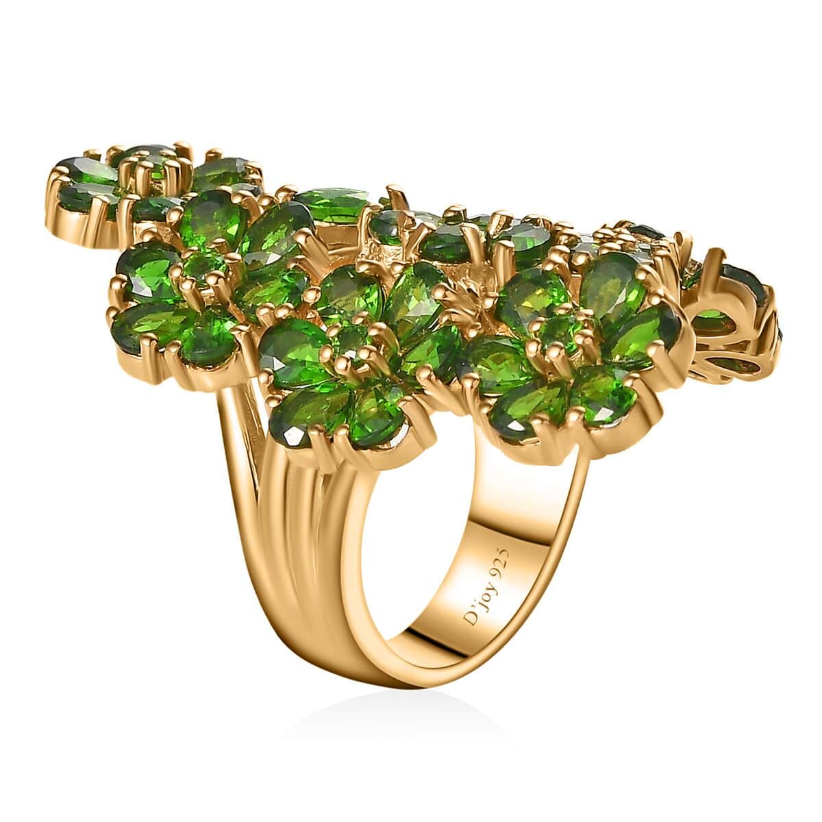 Chrome Diopside and White Zircon Floral Ring in Vermeil Yellow Gold Over Sterling Silver (Size 6.0) 7.00 ctw image number 3