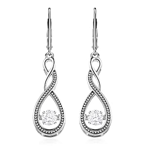 Moissanite Lever Back Earrings in Platinum Over Sterling Silver 0.90 ctw